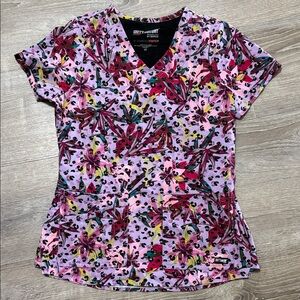 Grey's Anatomy Women's Floral Print Top - Purple, Pink, and Yellow